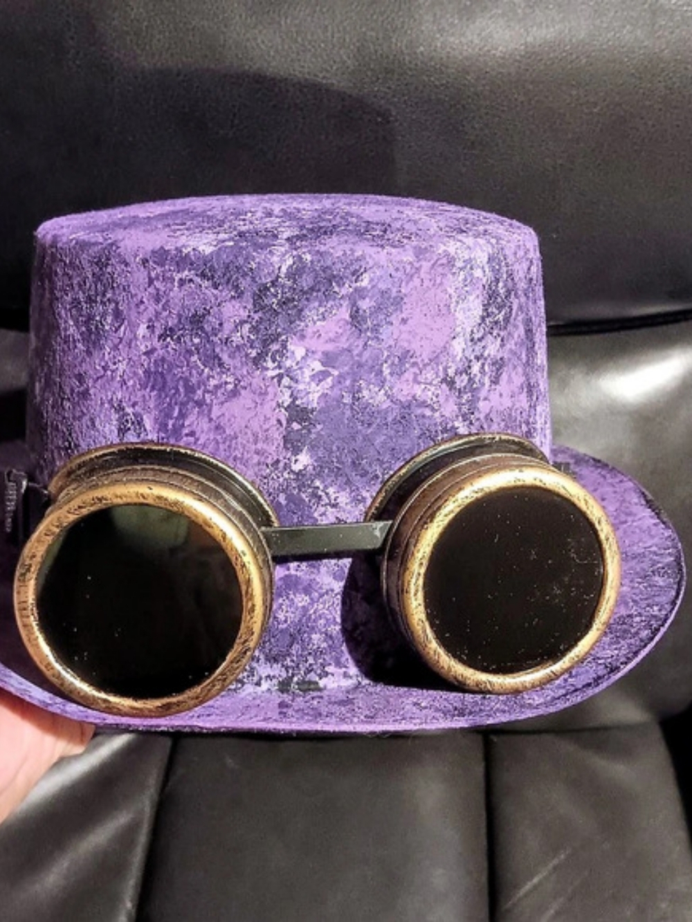 Purple Steampunk Goggles Hat New